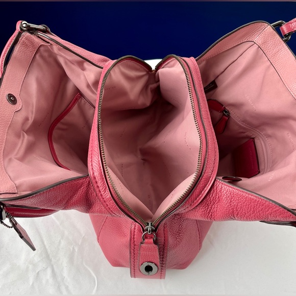 Coach Dark Pink Edie Shoulder Bag w/ Light Pink Interior - Picture 10 of 16